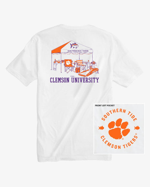 The back view of the Clemson Tigers Tailgate Time T-Shirt by Southern Tide - Classic White